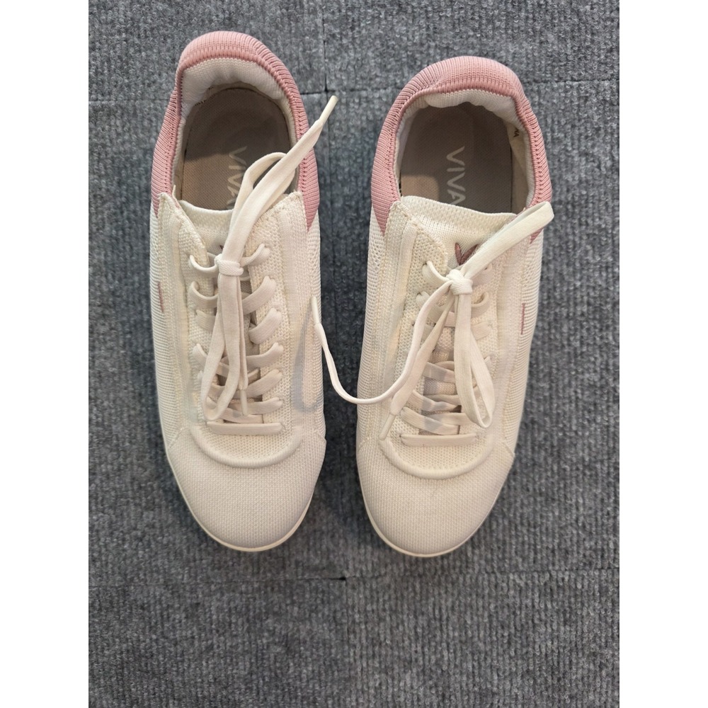 VIVAIA Womens V Prime Sneaker Size 38 8 White Pink Knit CasualShoe Stretchy Chic